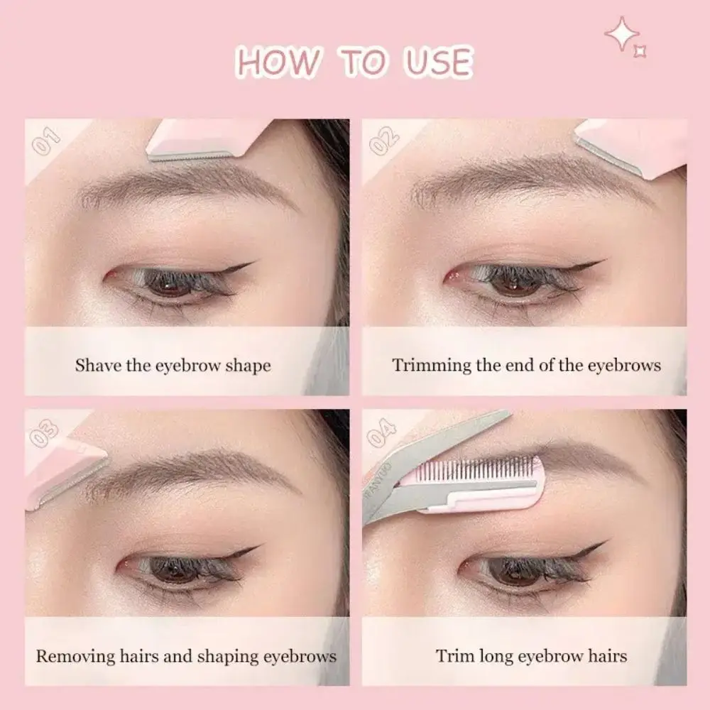 com pente aparador de sobrancelha de aço inoxidável ultra-suave tesoura de aparar sobrancelha multifilão maquiagem beleza tesoura