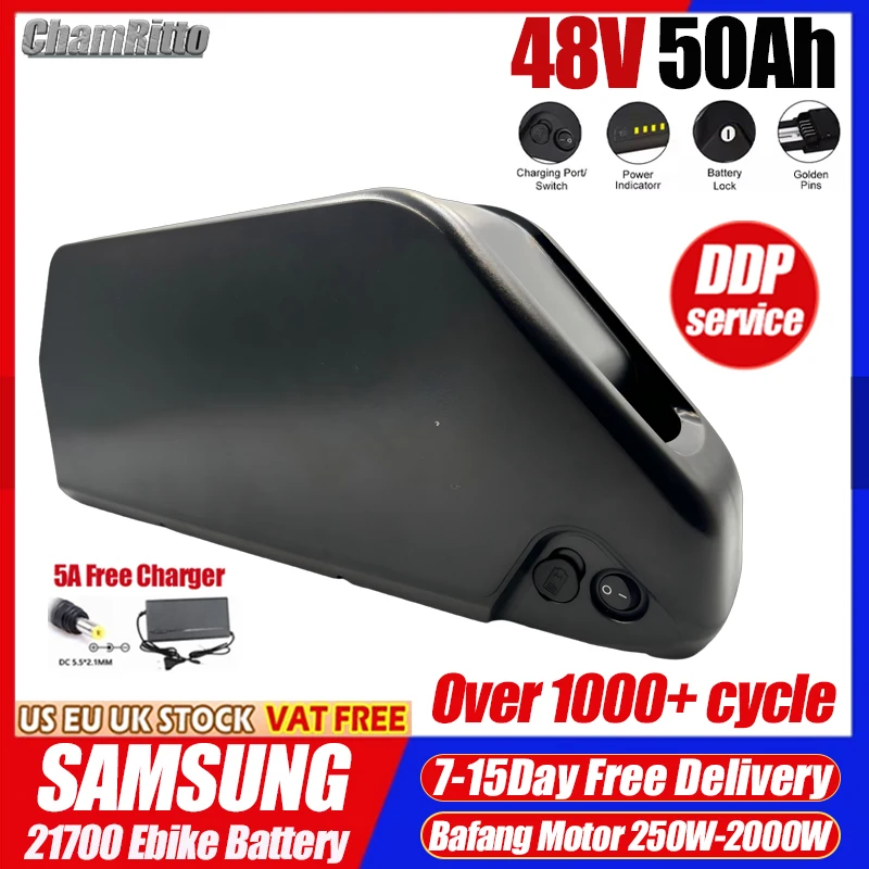 

Аккумулятор для электровелосипеда 48В 25Ач 30Ач 45Ач Hailong Bafang 48В 750Вт 1000Вт 1500Вт 2000Вт, высокомощные литиевые батареи 21700 50Ач 60Ач