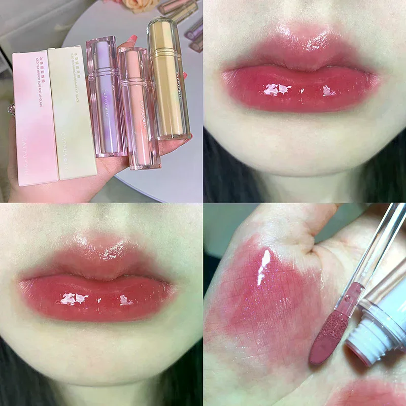 Cappuvini-brillo de labios con espejo de té helado, brillo de labios acuoso, resistente al agua, duradero, gelatina transparente, lápiz labial líquido, maquillaje de belleza cosmético