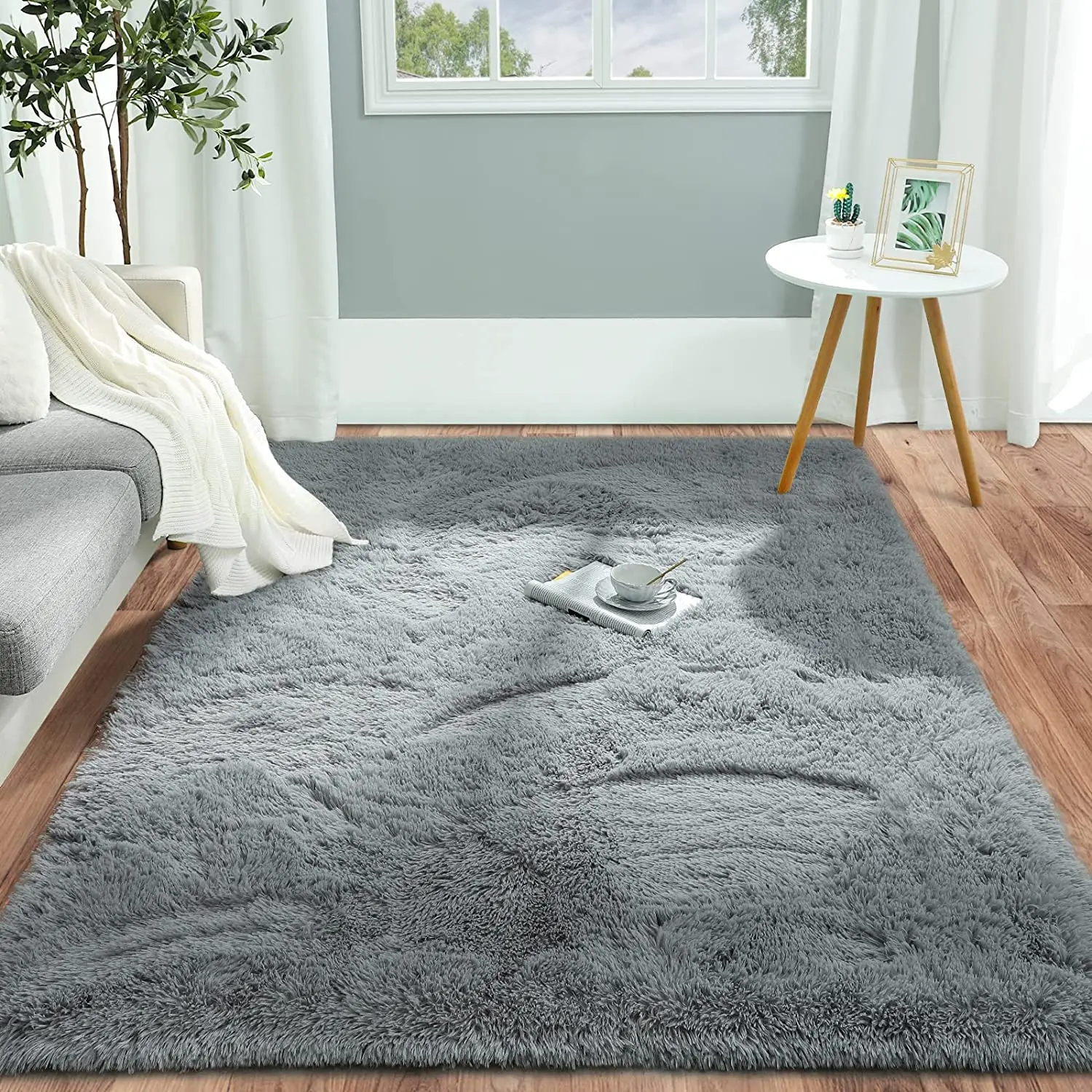 Plush White Carpet Living Room Decoration Fluffy Rug Thick Bedroom Carpets Anti-slip Floor Soft Lounge Rugs Large Carpets Floor