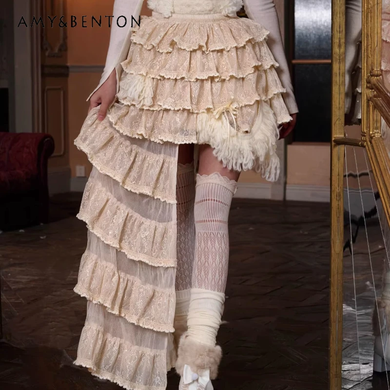 

Original Design Lace Cake Irregular Design Multi-layer Women's Skirt 2026 Spring Autumn New Sweet Cool Versatile Skirts Ladies