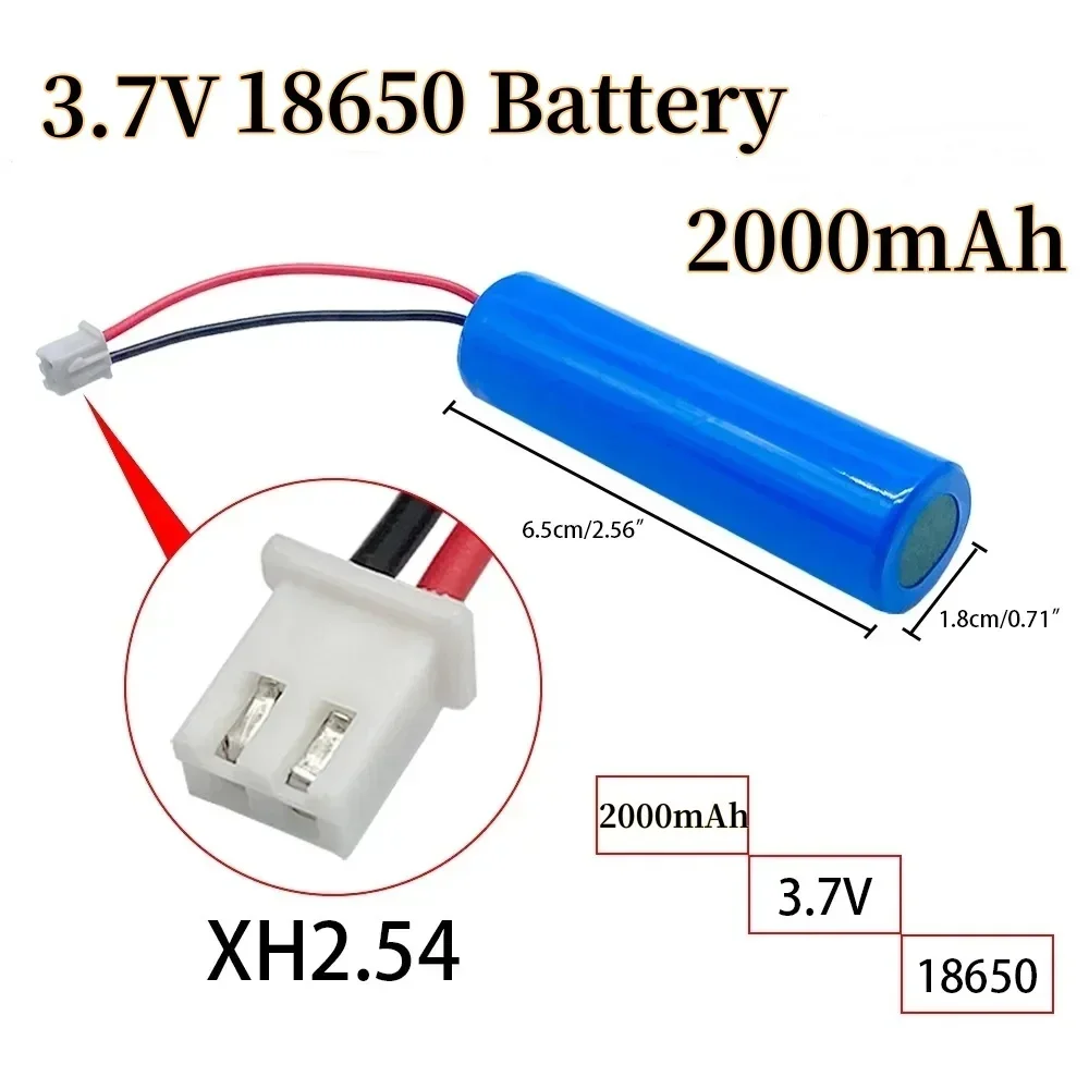 18650 Rechargeable Battery 1s1p   3.7 V 2000mAh LED Fishing Light Speaker Bluetooth Emergency Battery DIY Plug in Cable PH2.0