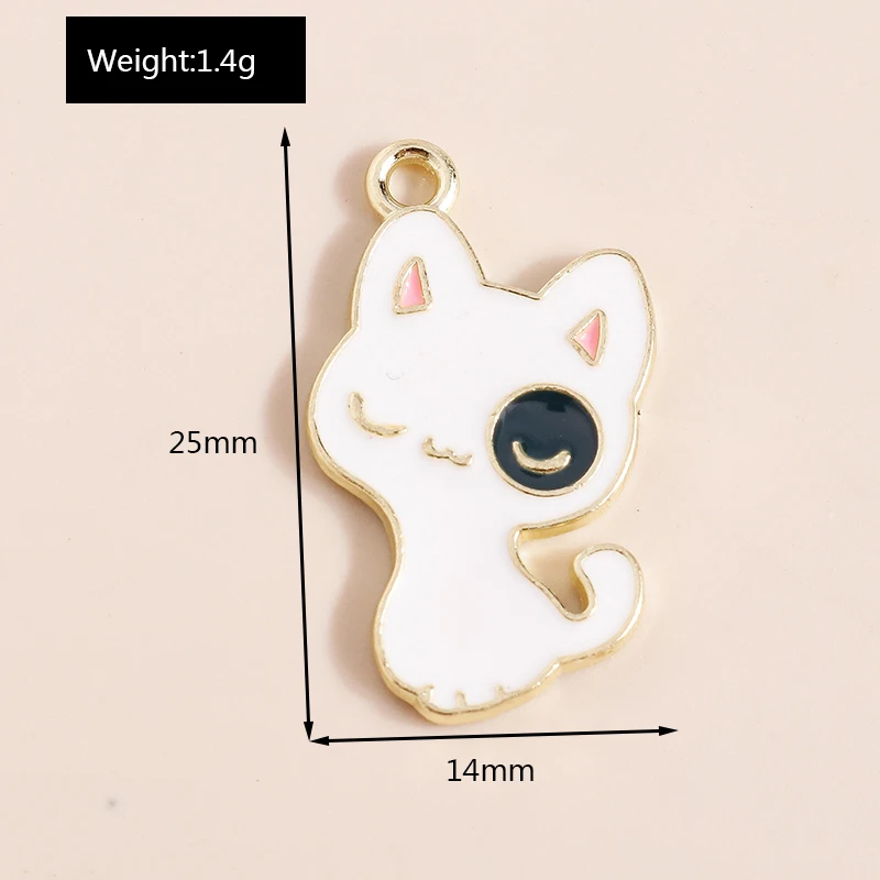 Leslie 10 Stück süße Emaille-Anhänger mit weißer und schwarzer Katze für Schmuckherstellung, DIY-Ohrringe, Armbänder, Halsketten, Anhänger, Zubehör – Detail 3