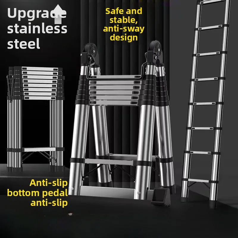 

Telescopic ladder lifting engineering aluminum alloy portable household zigzag ladder multifunctional straight folding ladder