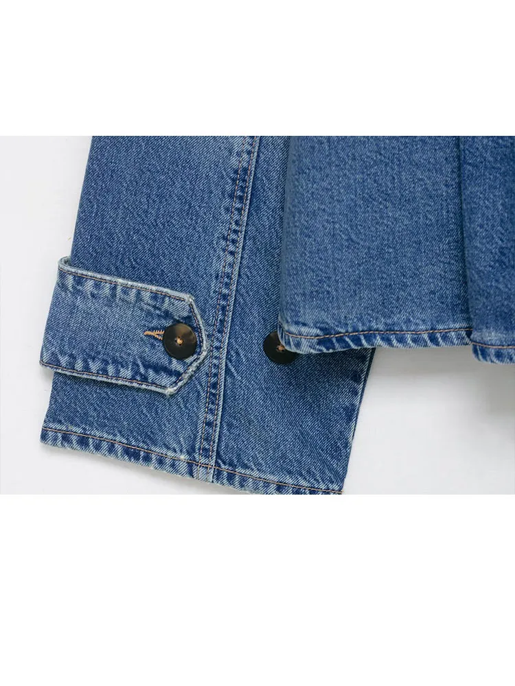 

HH Women Spring New Fashion Versatile High Collar Loose Denim Jacket Female High Street Casual Single Breasted Long Sleeve Coat
