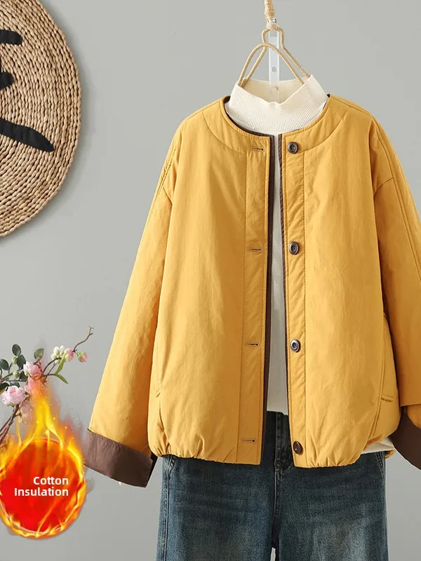 

Женское элитное брендовое теплое хлопковое пальто Jaet Color Blo Faion Design, зимняя верхняя одежда, длинное круглое пальто Ne Thiened