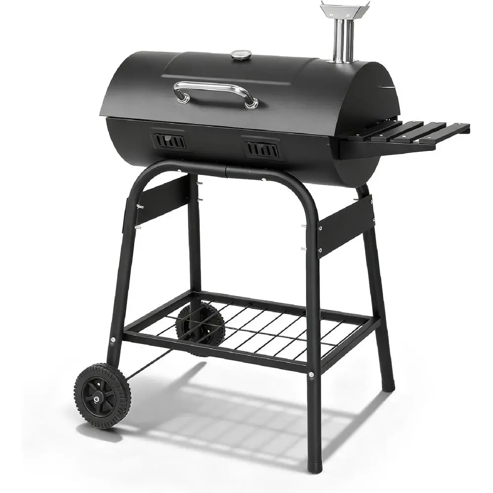 

Enhanced 39 Dual-Sided Charcoal Grill with Side Tables, Portable Outdoor BBQ Smoker for Backyard Parties and Patio Cooking