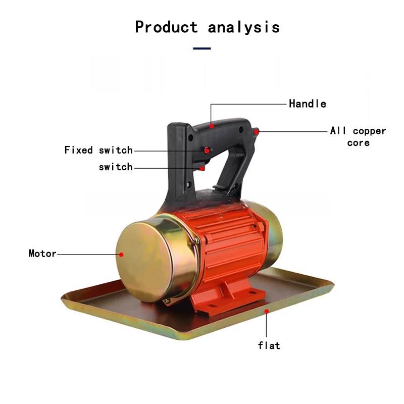 Concrete Vibrator with Hand-held Iron Shell, Cement Vibrating Troweling, 3M Cable, 2800-3000 Times/m, 29x21cm, 220V, 250W, ZB-5