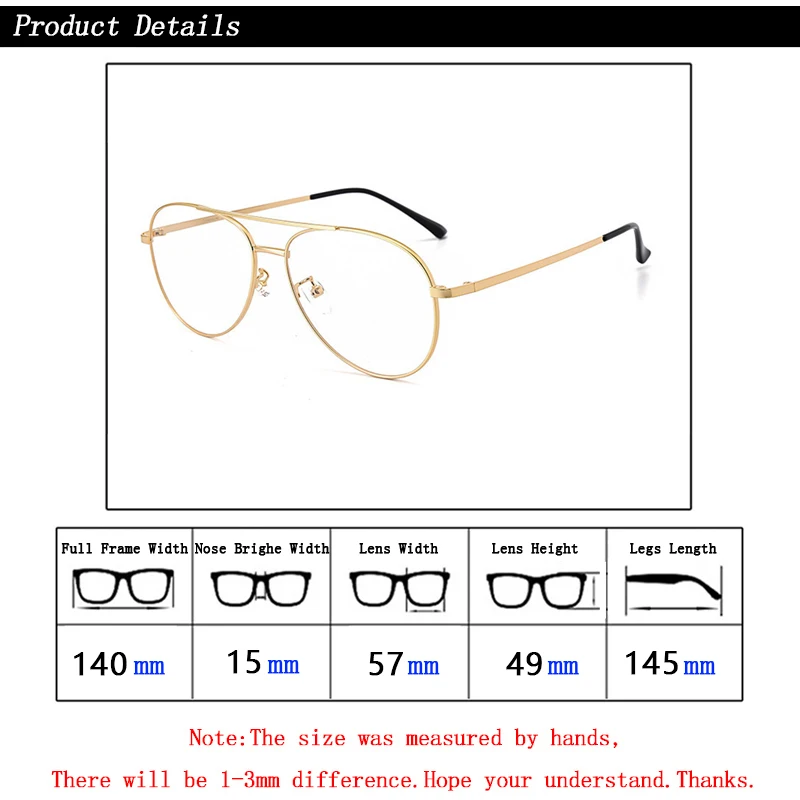 New Retro Pure Titanium Men Pilot Anti Blue Light Reading Glasses Magnifier Double Bridge Hyperopia Spectacles Custom Presbyopia