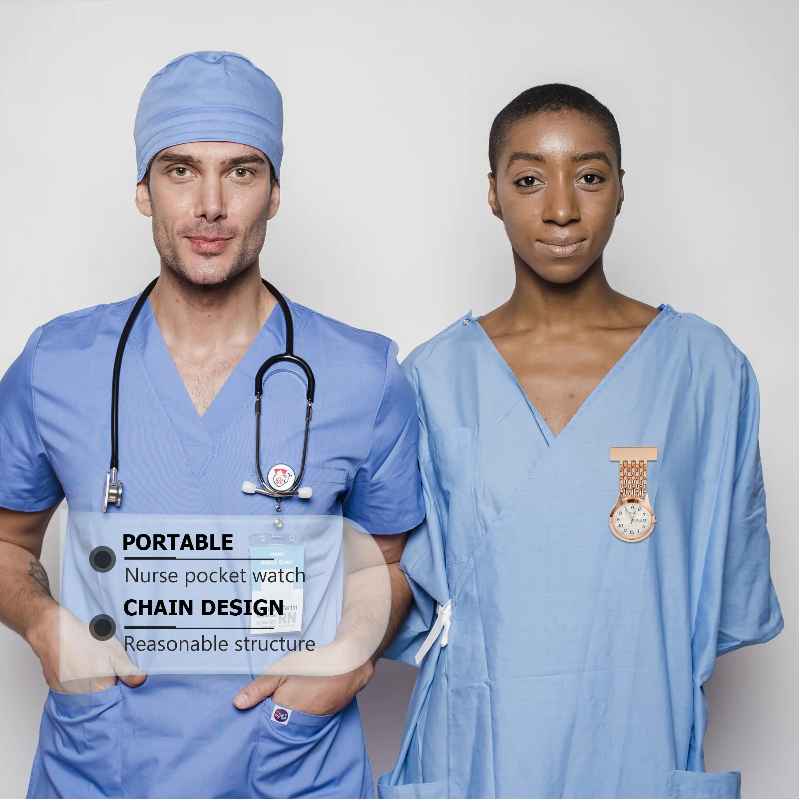 

1pc Medical Nurse Pocket Durable Luminous Dial Clip Nursing Timepiece For Nurse Pocket Clip Watch Nursing Watch