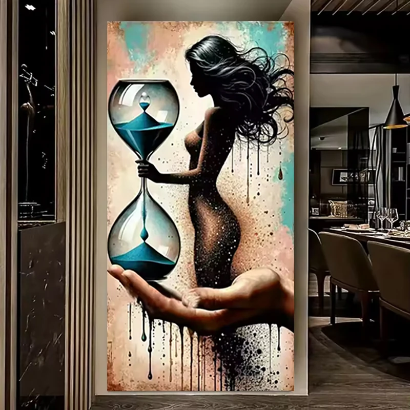 

Woman And Hourglass 5D DIY Diamond Painting Art Elegant And Fashionable Female Figure Diamond Mosaic Cross Stitch Kit Home Decor