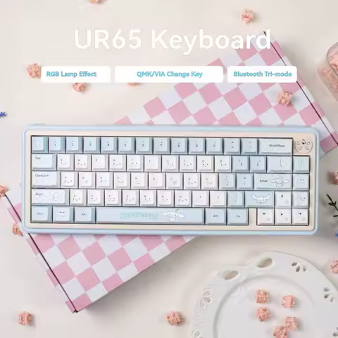 UR65 Mechanical Keyboard Kit Wireless Tri-mode Gasket Hot-Swap Support QMK/VIA RGB Custom 65% Cute Girl Office Gaming Keyboard