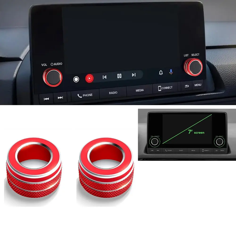 2pcs Stylish Aluminum Alloy Audio Volume Knob Covers for Honda For Civic 2022-2025 For CRV for hrv Accord 7 Inch Center Display