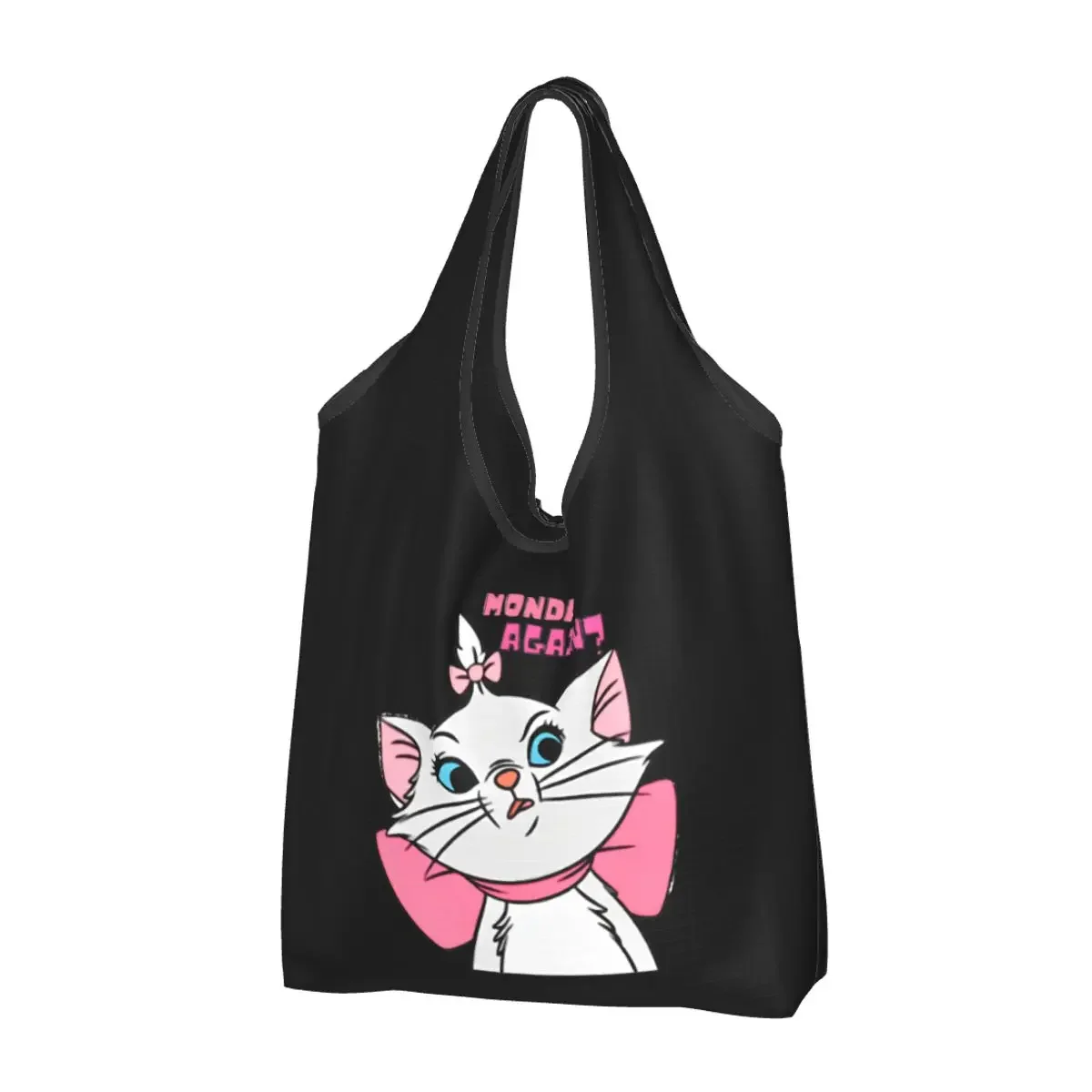 Marie Cat Aristocats Monday Again Grocery Bag Durable Large Reusable Recycle Foldable Heavy Duty Cute Shopping Eco Bag