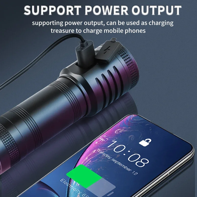 JIASHUAIXIN Neue Bunte 8*XPG Kleine Kanone Hochintensive Taschenlampe für den Außenbereich, 2000 Lumen Tragbare Helle Taschenlampe