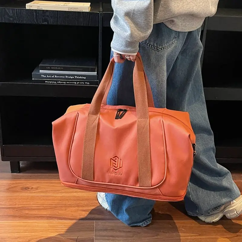 大容量トラベルバッグ-レディース-高級感-ショートトリップ-軽量-ポータブル-ハンドヘルド-フィットネスバッグ-キャンバス素材-ハンドル付き