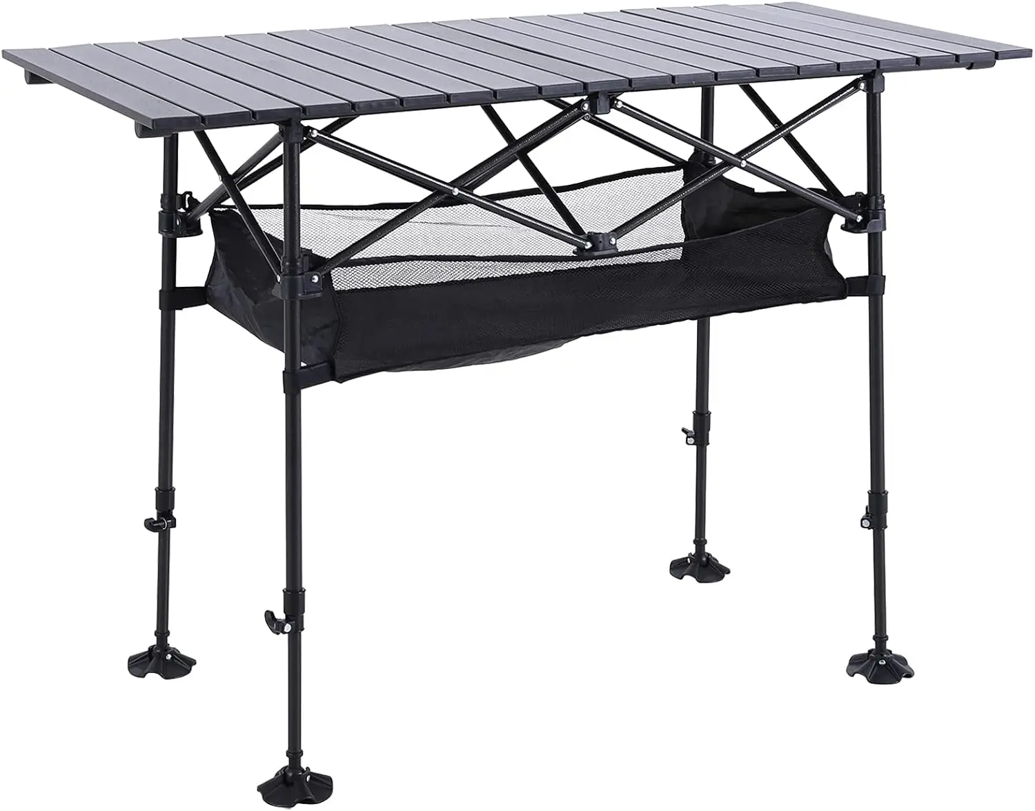 Camping Table Outdoor Portable Table with Storage Adjustable Aluminum Table for Grill Travel Outdoor Picnic,Beach,BBQ,Back