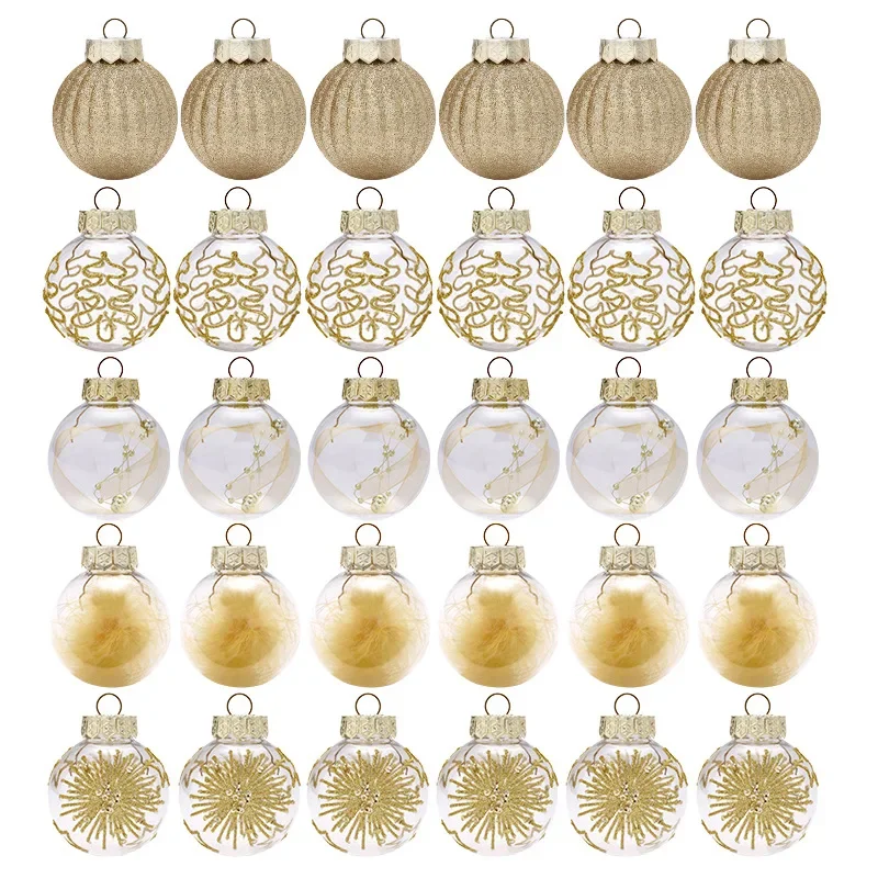 30pcs Christmas Ball Decoration 6cm Gold  White Silver Baubles Christmas Tree Hanging Pendent for Wedding Noel Navidad Ornaments