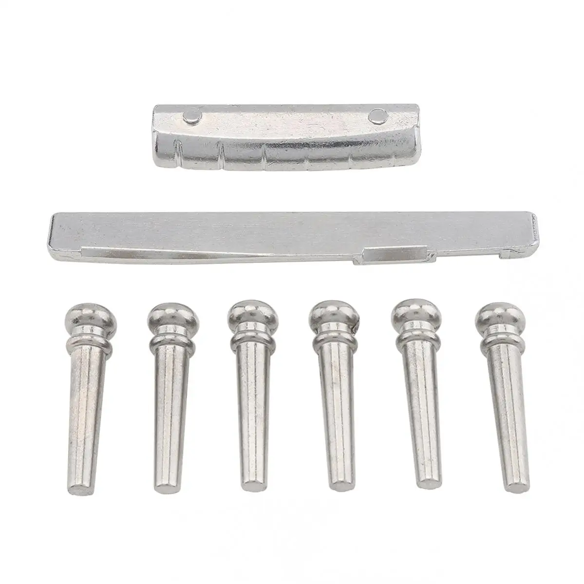 6pcs Zinc Alloy Bridge Pins & Bridge Nut Saddle Set for Folk Acoustic Guitar