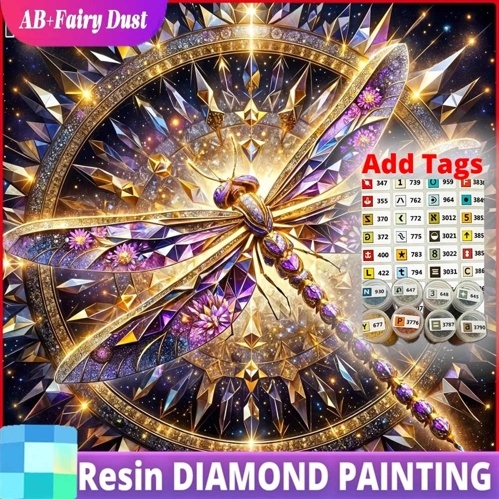 

Набор для алмазной вышивки Resin AB Fairy Dust: Полная алмазная мозаика с изображением стрекозы, готовый комплект с рисунком из страз