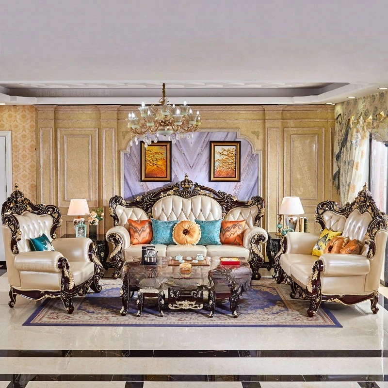 Sofa kulit ruang tamu sofa kulit sapi vila apartemen besar