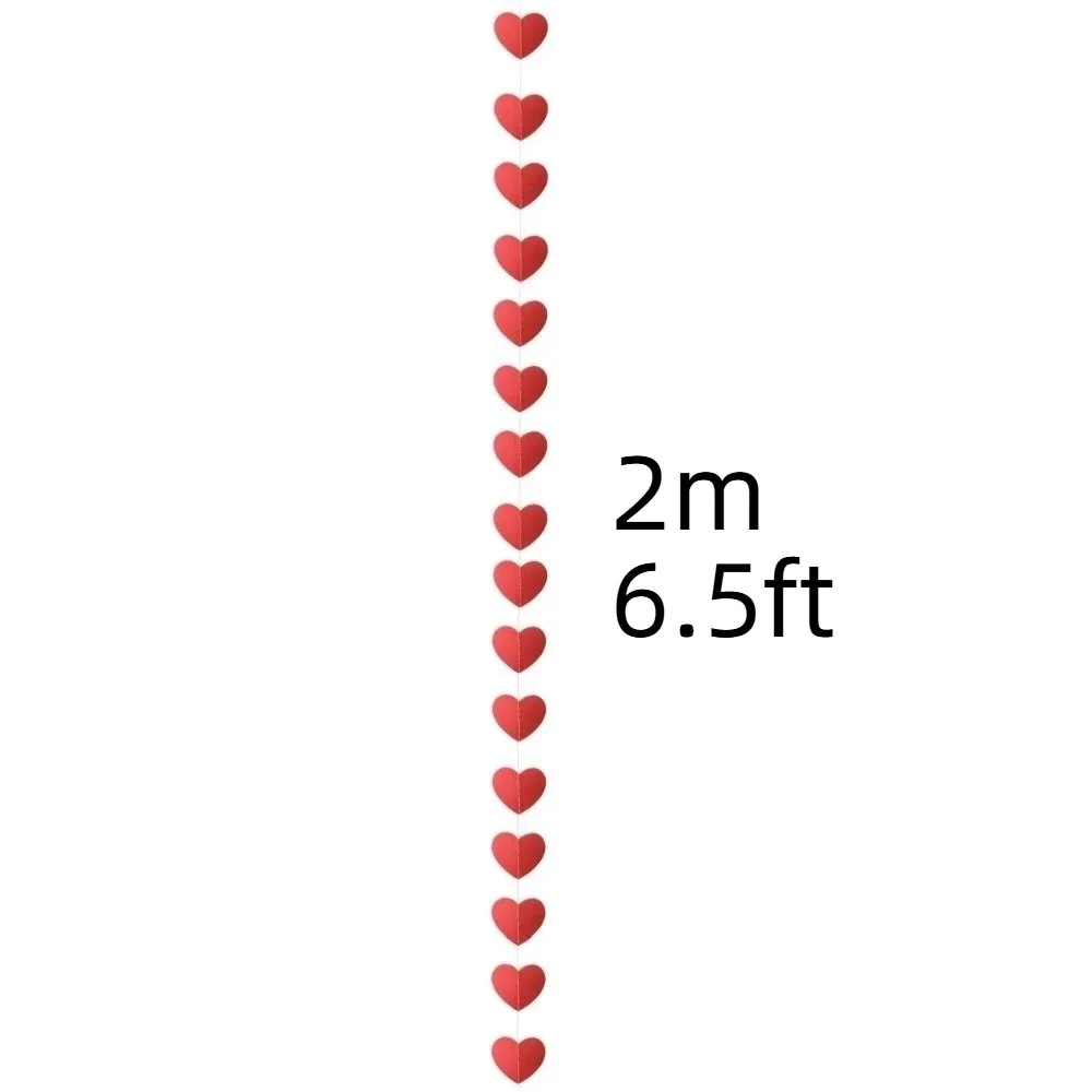 2m 6.5ft Heart String Stereoscopic Paper Valentines Day Decoration Easy To Install Romantic Hanging Love Streamer Mothers Day