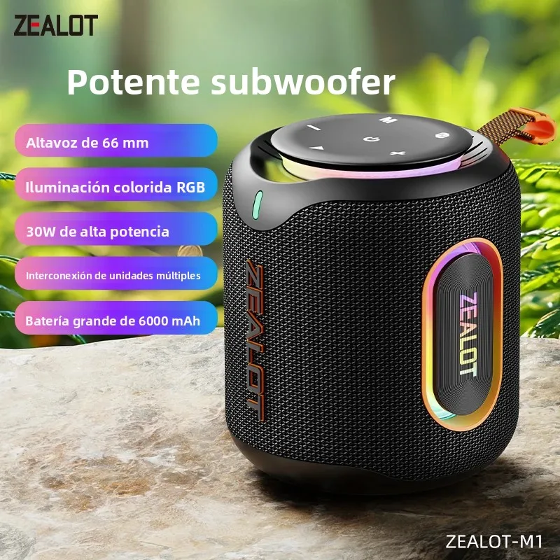 Altavoz Bluetooth ZEALOT-M1, ultraportátil, hasta 10 horas de reproducción, IPX6 resistente al agua y al polvo, sonido potente para exteriores