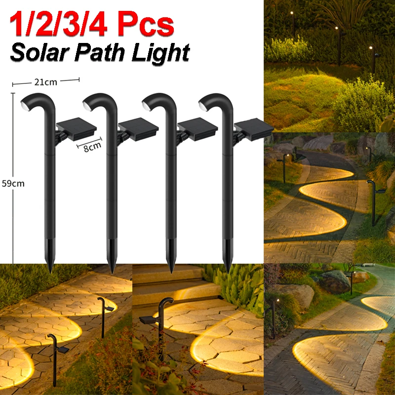 

1-4 Pcs LED Solar Lawn Lamps IP55 Waterproof Path Lights Super Bright Spotlight Outdoor Lighting Yard Garden Patio Walkway Decor