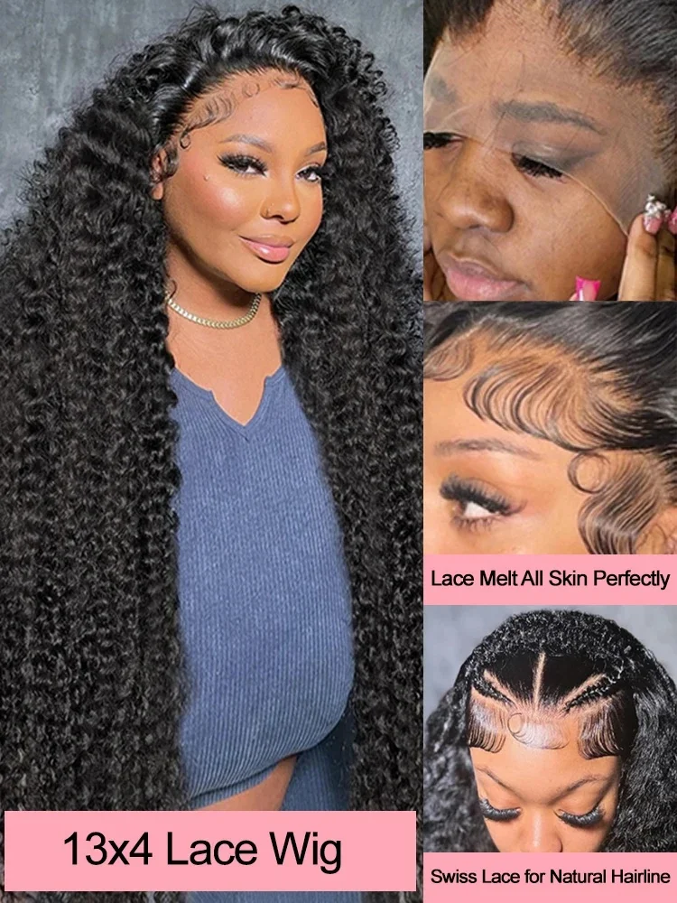 40 Inch Water Wave Lace Human Hair Front Wigs 13x4 13x6 Hd Lace Deep Wave Frontal Wig 200 Density Curly Brazilian Wigs For Women image 4