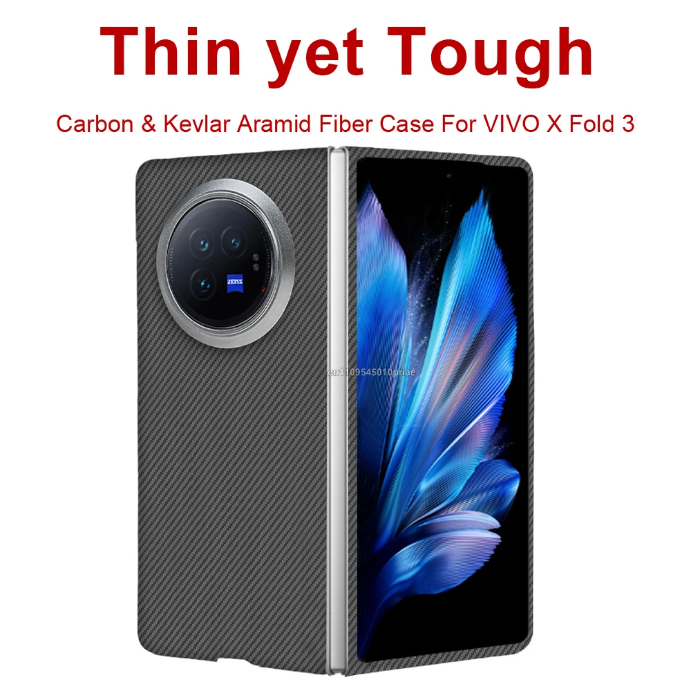 

For vivo x fold 3/3 pro carbon case 600d kevlar aramid fiber fabric ultra thin hard cover magnetic balck Slim light red premium