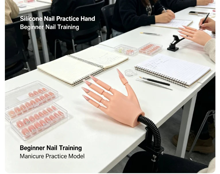 Nail Art Detachable Practice Prosthetic Hand Silicone Palm Finger Movable