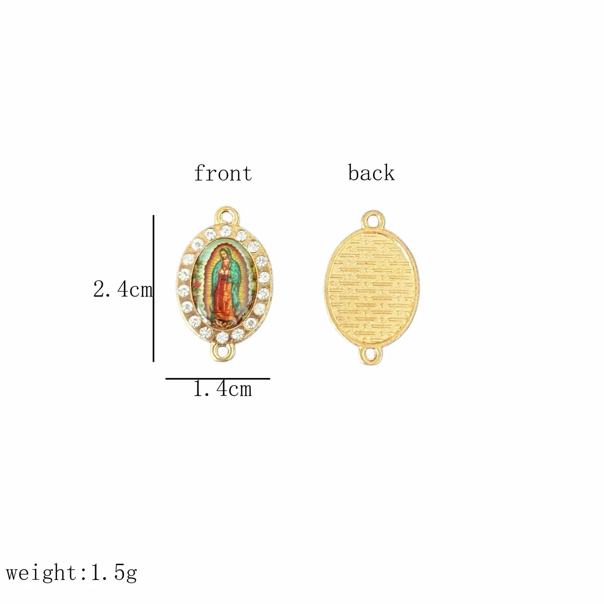 12Pcs Virgin Mary Guadalupe Double Hole Charms Gold Plated Connectors for Bracelet Necklace Catholic Religious Jewelry Accessori