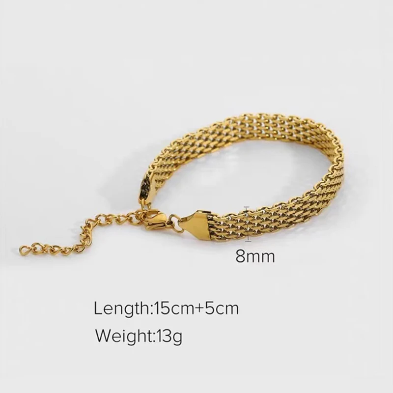 Gold Plated Titanium Steel Watch Belt Stacking Bracelet Necklace For Women Occident Metal Texture Bracelet Collar Jewelry Gifts image 6