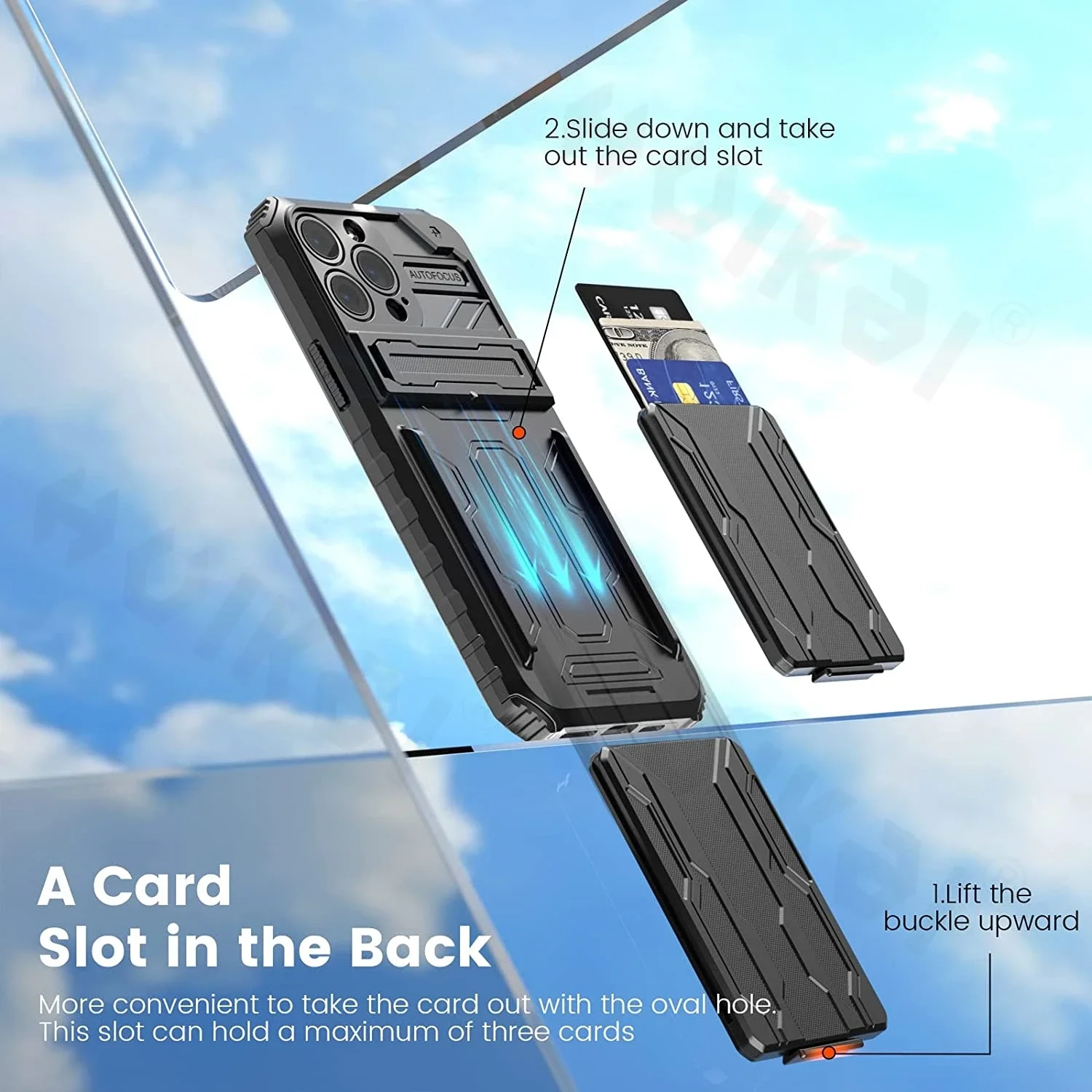 Case for iPhone 16 Pro Max 16 Plsu 15 Pro Max 15 14 Pro 13 12 11 Card Wallet Holder Shockproof ID Cash Credit Pocke Phone Cover