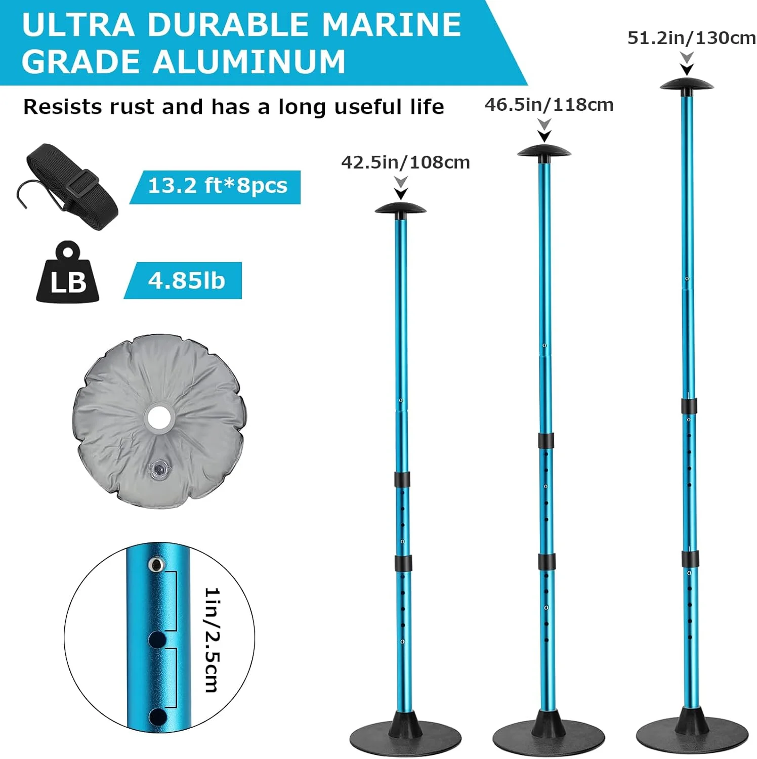Boat Cover Support Poles Adjus - Fishing Boat Steering Wheel 评论和价格