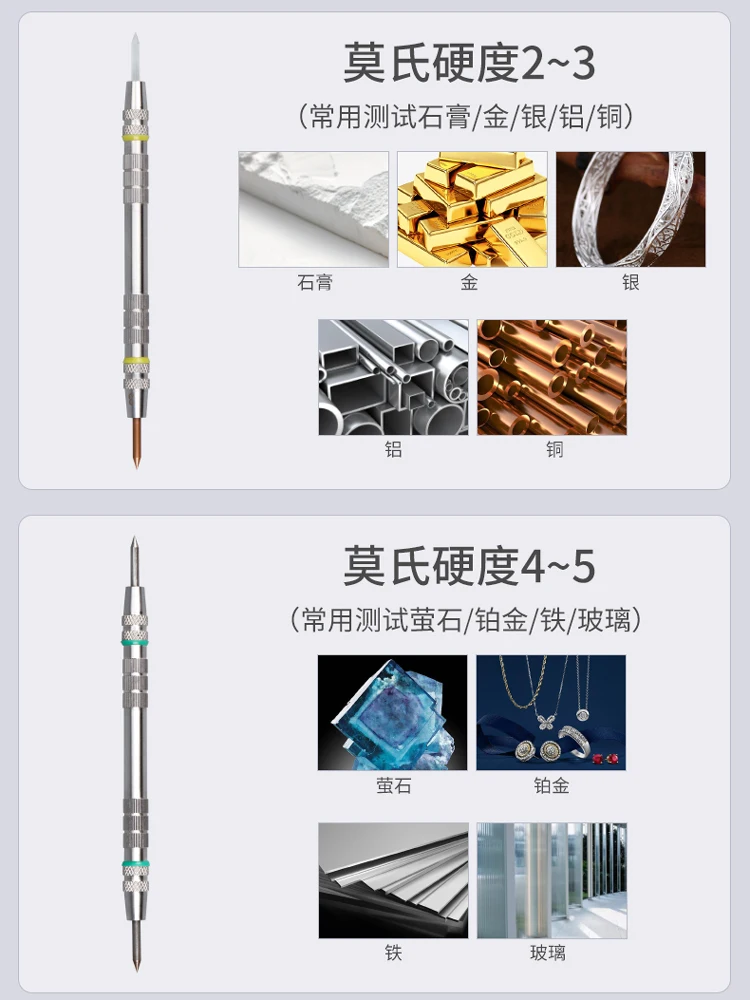 Probador de dureza Moossy para la escala de dureza de Mohs, azulejo de suelo de Jade, vidrio Mineral, detección de arañazos, instrumento de medición