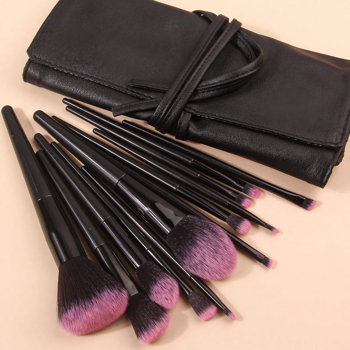 ชุดแปรงแต่งหน้าขนนุ่มคุณภาพสูง 12 ชิ้น, อายแชโดว์แบบพกพาและแปรงปัดแก้ม, เครื่องมือแต่งหน้ามืออาชีพ + ถุงเก็บ 1 ชิ้น