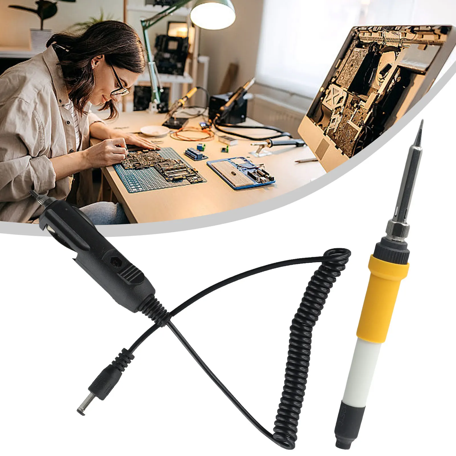 

1 Set Adjustable Temperature Electric Soldering Iron DC 12V 60W Welding Solder Rework Station Heat Pencil Tips Repair Tools