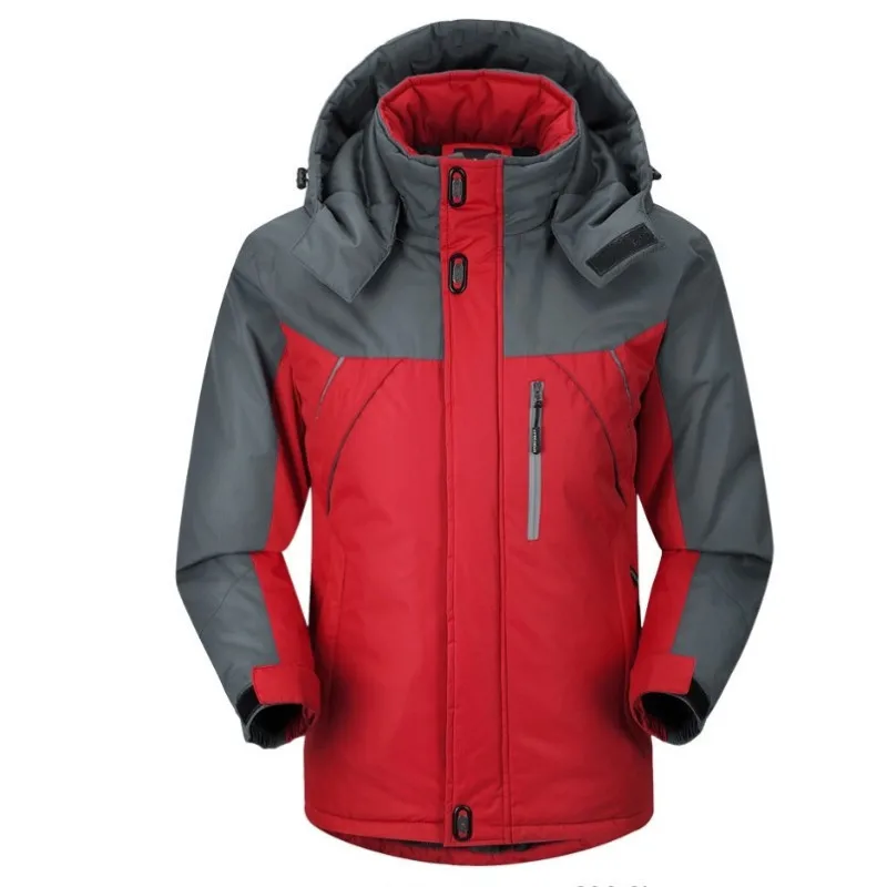 Man Cargo Jacket Winter Contrast Color Patchwork Stand Collar Male Down Coat Thicken Warm Long Sleeve Zipper Men Outerwear