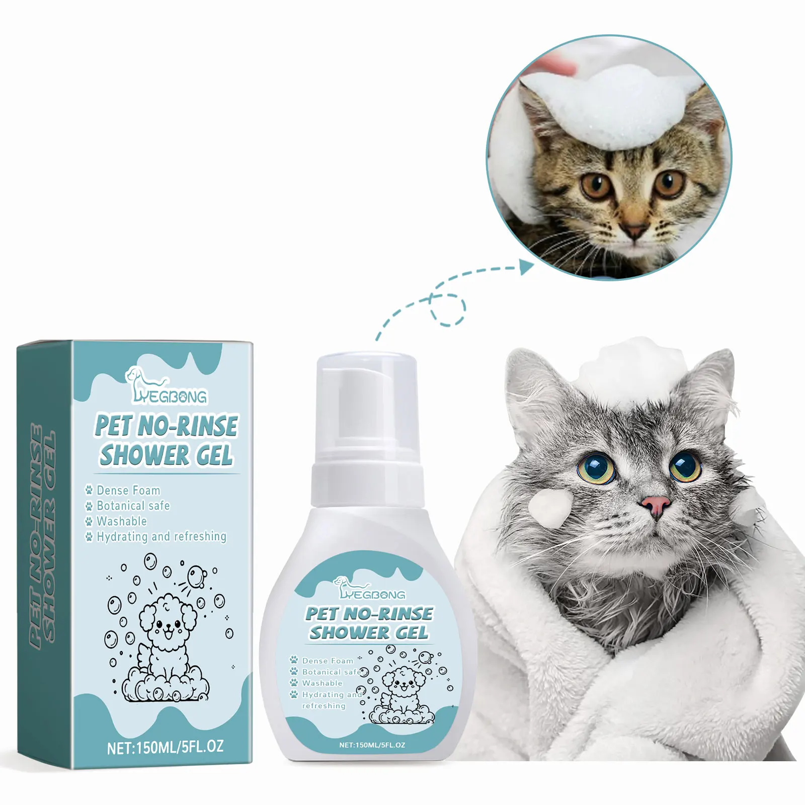 Pet Bath Shampoo Dry Foaming Bath Gentle Body Wash Waterless Cleansing Lasting Scent Anti Itch Deodorant Cats Dogs Shower Gel