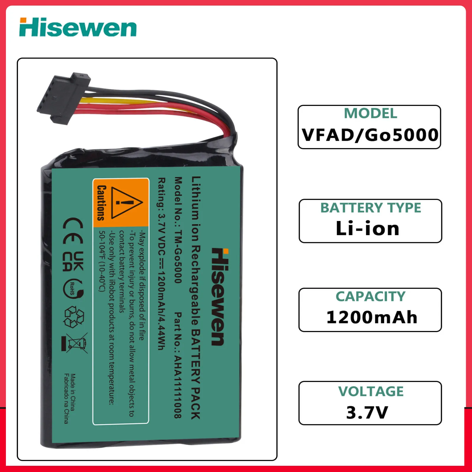 VFAD Battery for Tomtom Go5000 Go5100 GO6100 4FL60 4FL50 Go 6000 Pro 5250 PRO Truck 5250 AHA11111008 VF6P Battery