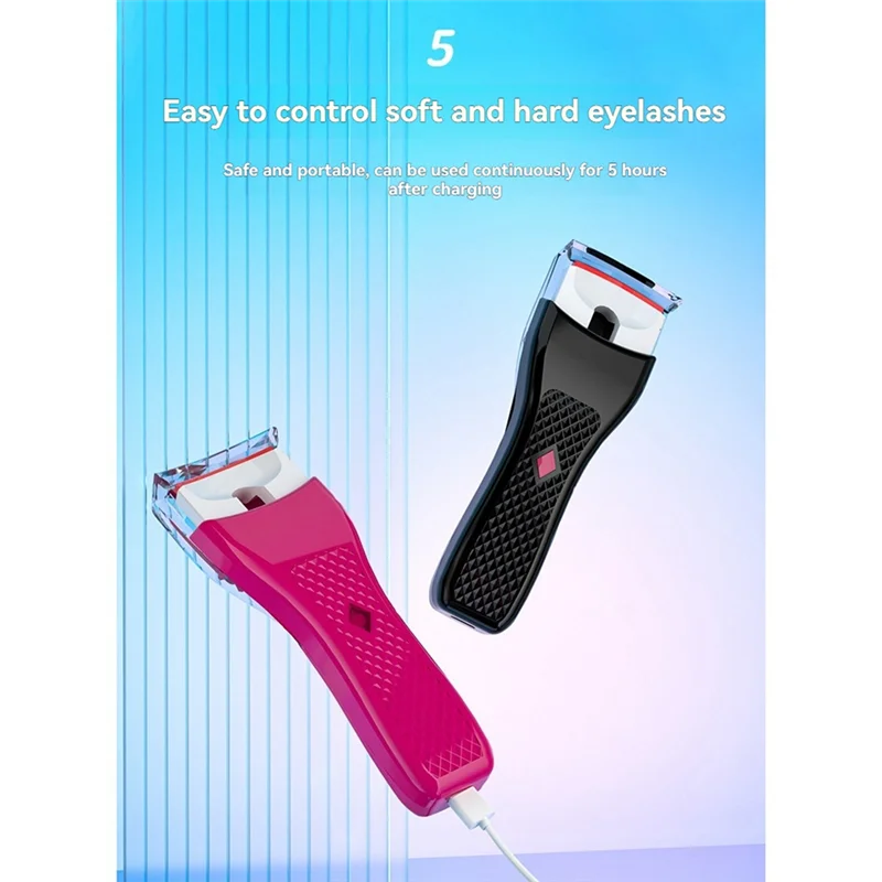 【مشعبية】فرشاة تجعيد الرموش الكهربائية المحمولة، فرشاة تجعيد الرموش الساخنة، كفاف العين، أداة تجعيد التسخين السريع B