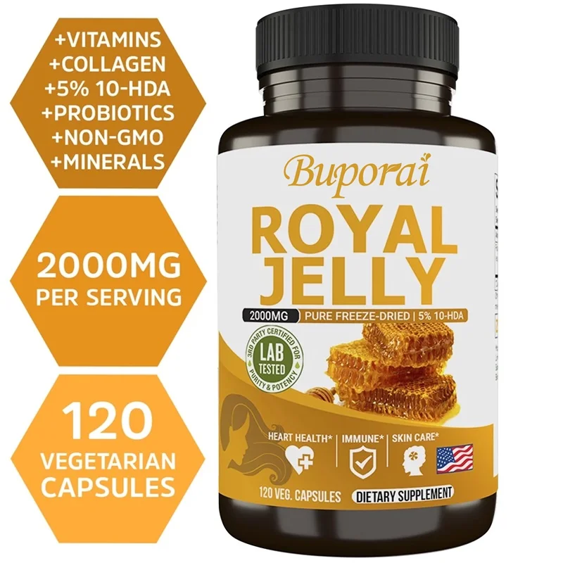

Royal Jelly Capsules - Relieves Joint Pain and Stiffness, Promotes Bone Health, for Immunity and Anti-oxidation