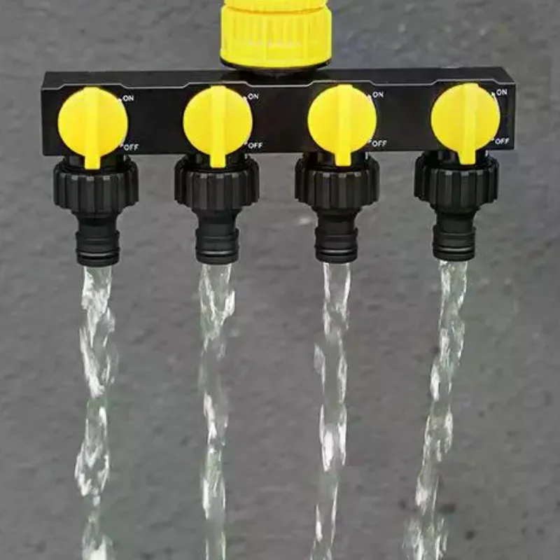 4-Way Garden Hose Pipe Splitter Faucet Diverter Tap Hose Connector Splitter Four Independent Switches For Home Lawn Irrigation
