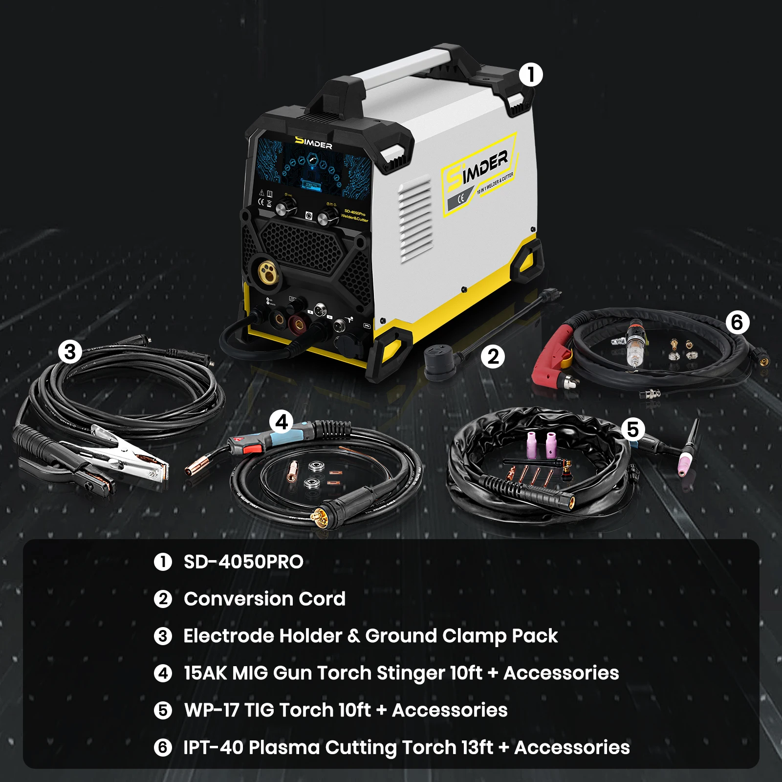 MIG لحام 200A البلازما القاطع لحام كومبو 10 في 1 ماكينة لحام متعددة المعالجات نبض MIG/الغاز MIG/Flux Core/HF TIG/ عصا/قطع #5