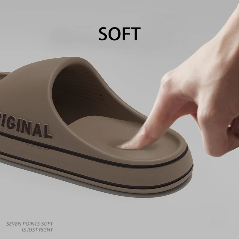Chinelo Feminino Feslishoet com Letras, Sandália de Praia Cor Sólida, Chinelo Masculino de Sola Grossa para Banheiro Interno Antiderrapante, Sandálias de Verão para Casal