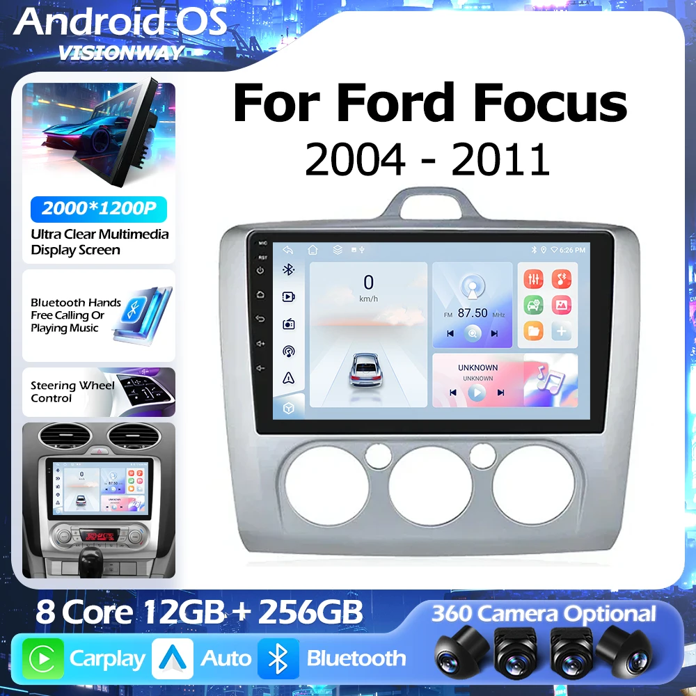 

Android 16 For Ford Focus Exi MT AT 2004 - 2011 GPS Navigation Multimedia Player Bluetooth Wireless CarPlay Auto 4G WIFI DSP RDS