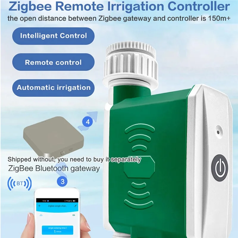 AA87 Tuya Zigbee Temporizador de rega Controlador de irrigação por gotejamento Controle por aplicativo para Alexa e Google