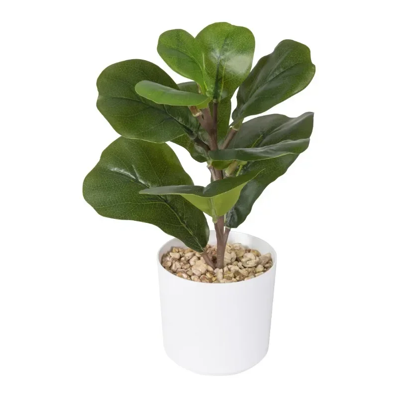 

12-inch x 4-inch Artificial Fiddle Leaf Greenery Plant in White Pot, Green, for Indoor Use, by Mainstays