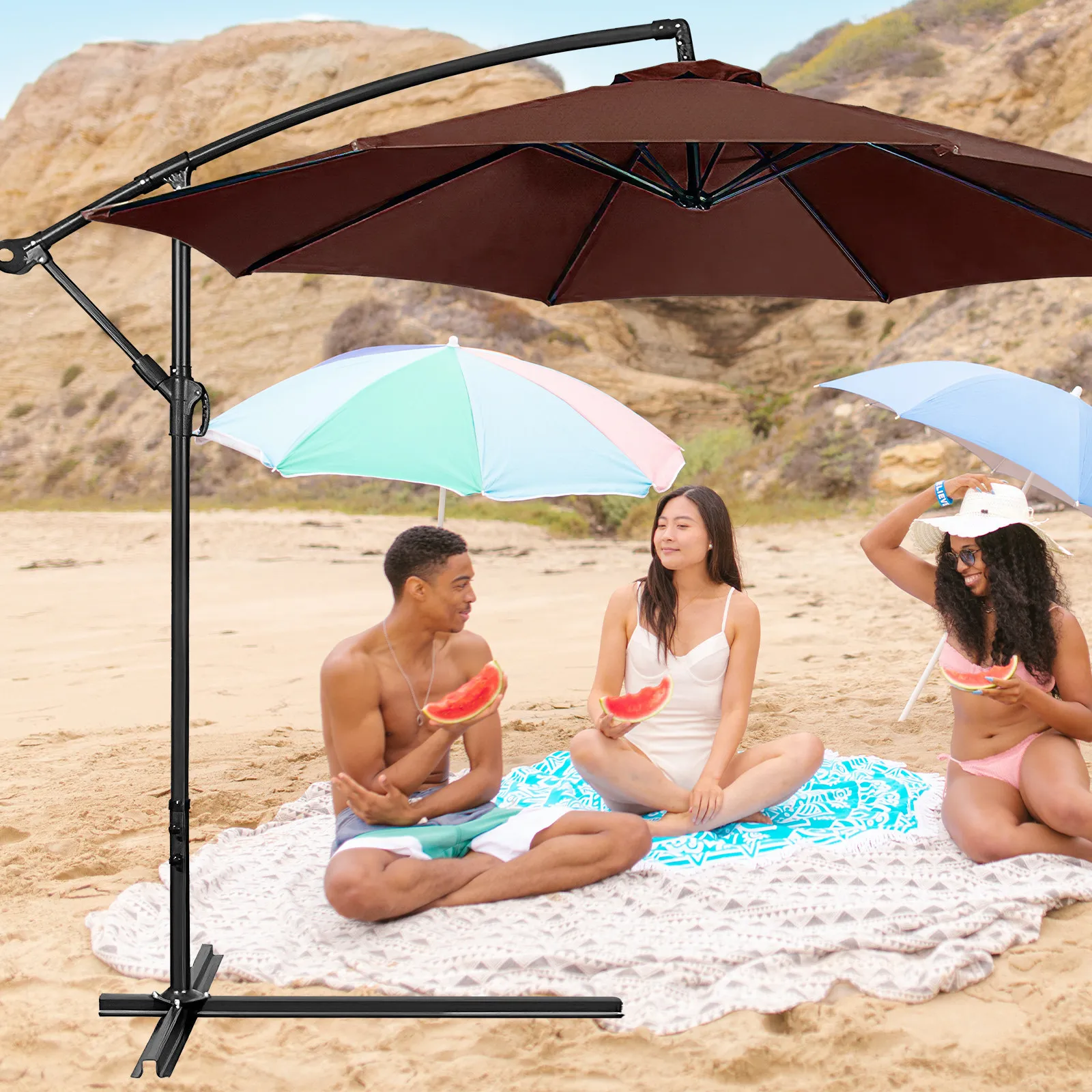 

Patio Umbrella Canopy Replacement Uv Protection Sun Resistant Fabric Wind Proof Rain Proof Easy Install Retractable Outdoor